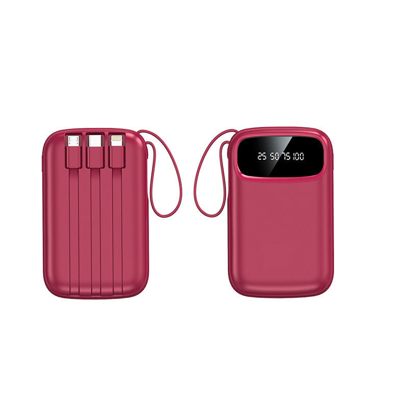 3C-сертифицирана мини павербанк с супер бързо зареждане, 20000 mAh, с вграден кабел