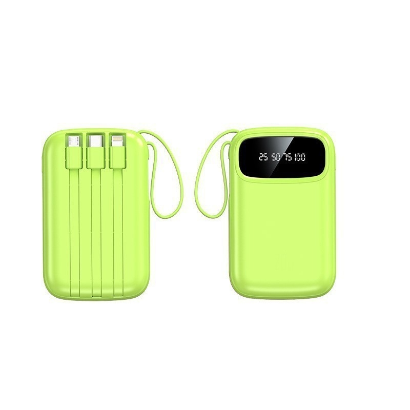 3C-сертифицирана мини павербанк с супер бързо зареждане, 20000 mAh, с вграден кабел