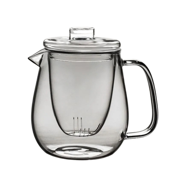 Ceainic din sticlă pentru ceai de flori, cu capac, set Gongfu de ceai cu filtru, vas mare din sticlă transparentă cu design de pinguin, set de trei piese cu căni cu mânere îngroșate