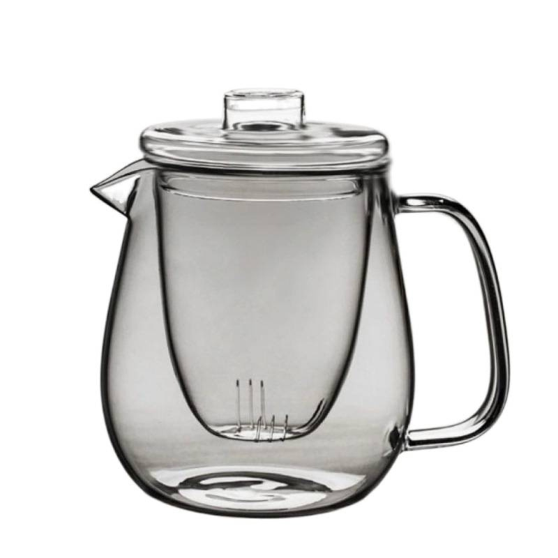 Ceainic din sticlă pentru ceai de flori, cu capac, set Gongfu de ceai cu filtru, vas mare din sticlă transparentă cu design de pinguin, set de trei piese cu căni cu mânere îngroșate