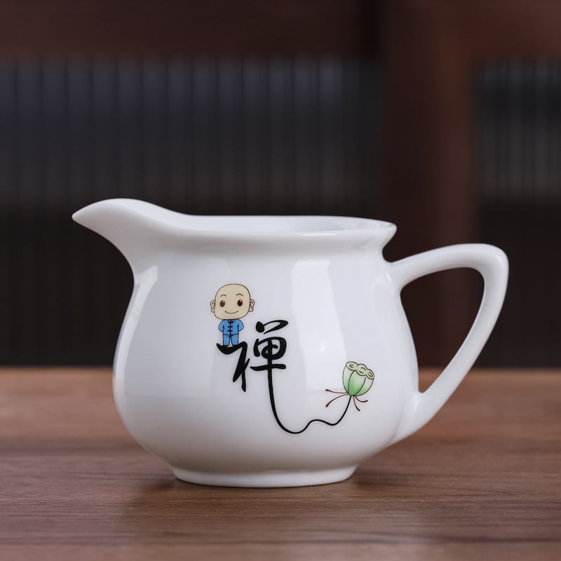 Set ceramic mare pentru ceai, cu ceașcă de distribuție, tea sea și accesorii pentru distribuția ceaiului în ceremonia Kung Fu