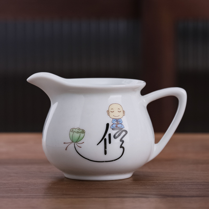 Set ceramic mare pentru ceai, cu ceașcă de distribuție, tea sea și accesorii pentru distribuția ceaiului în ceremonia Kung Fu