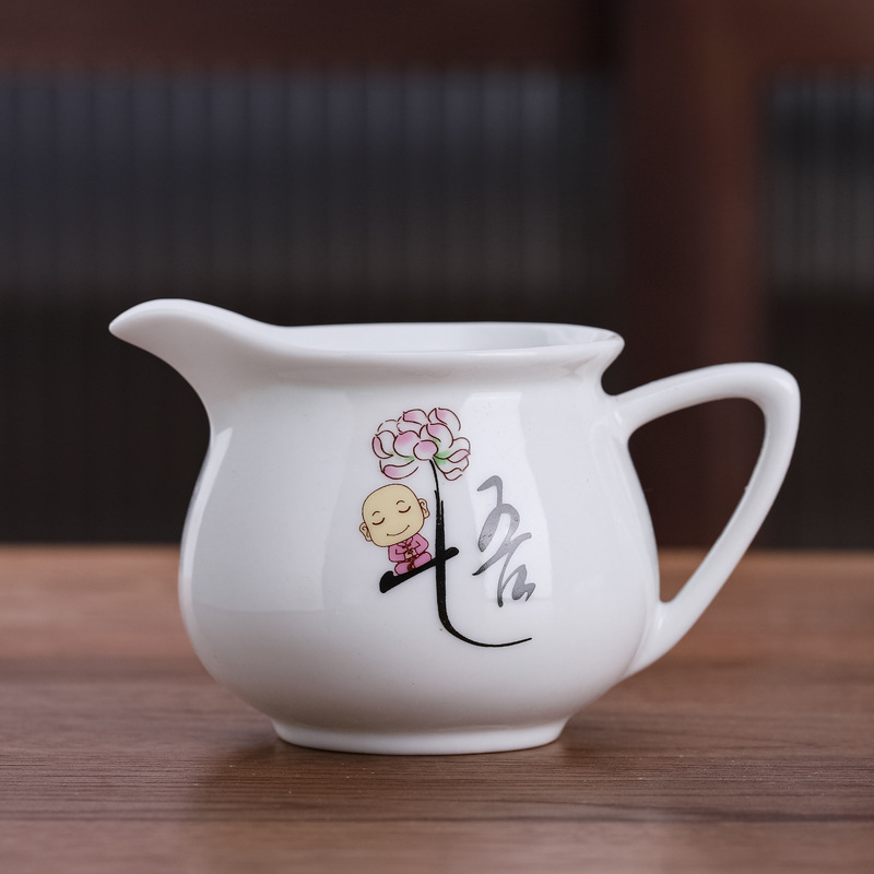 Set ceramic mare pentru ceai, cu ceașcă de distribuție, tea sea și accesorii pentru distribuția ceaiului în ceremonia Kung Fu