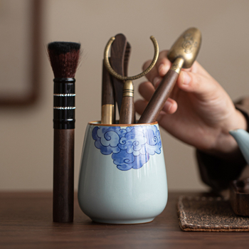 Set de ceremonie a ceaiului cu șase domni — accesorii ceramice pentru ceai: clip pentru ceai, linguriță și ac pentru ceai