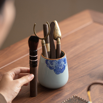 Set de ceremonie a ceaiului cu șase domni — accesorii ceramice pentru ceai: clip pentru ceai, linguriță și ac pentru ceai