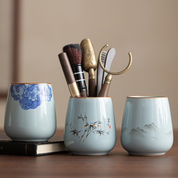 Set de ceremonie a ceaiului cu șase domni — accesorii ceramice pentru ceai: clip pentru ceai, linguriță și ac pentru ceai