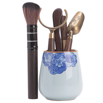 Set de ceremonie a ceaiului cu șase domni — accesorii ceramice pentru ceai: clip pentru ceai, linguriță și ac pentru ceai