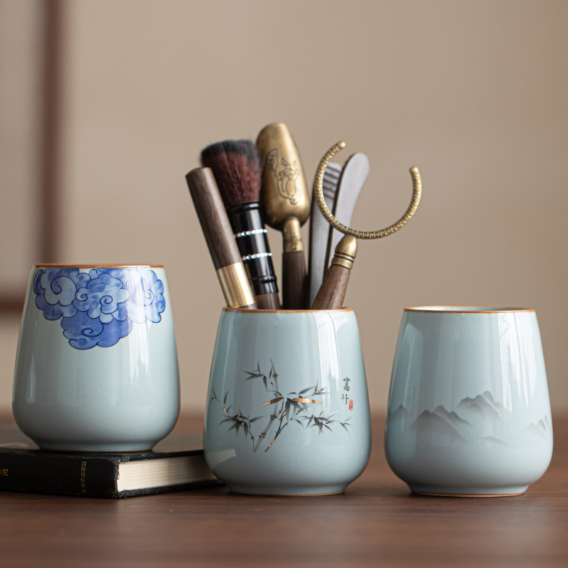 Set de ceremonie a ceaiului cu șase domni — accesorii ceramice pentru ceai: clip pentru ceai, linguriță și ac pentru ceai