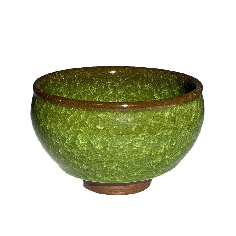 ceașcă de ceai ceramică verde jad, cu model crackle în formă de dragon, pentru uz personal