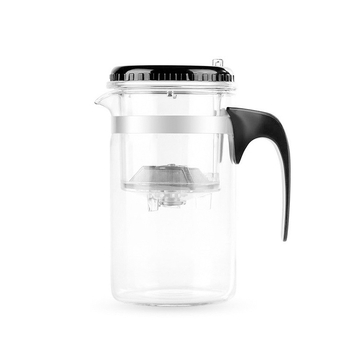 Ceainic din sticlă rezistentă la temperaturi, infuzor din oțel cu bilă, filtru cu etanșare la apă, capac cu două moduri de utilizare