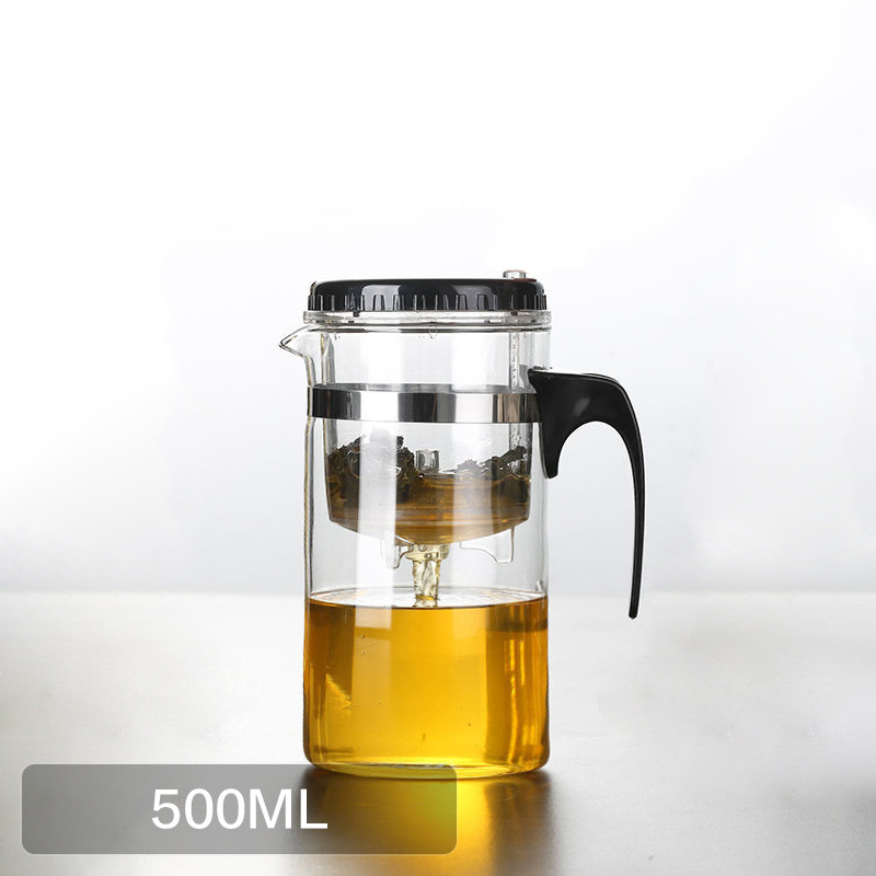 Ceainic din sticlă rezistentă la temperaturi, infuzor din oțel cu bilă, filtru cu etanșare la apă, capac cu două moduri de utilizare