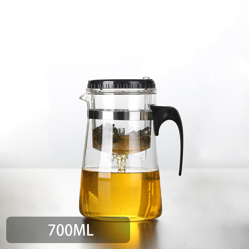 Ceainic din sticlă rezistentă la temperaturi, infuzor din oțel cu bilă, filtru cu etanșare la apă, capac cu două moduri de utilizare