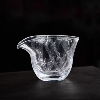 Set de ceai din sticlă cristal, lucrat manual, textură cu bule, ceașcă de distribuție echilibrată a ceaiului, recipient unic pentru ceai, sticlă rezistentă la căldură, tavă de ceai fără mâner