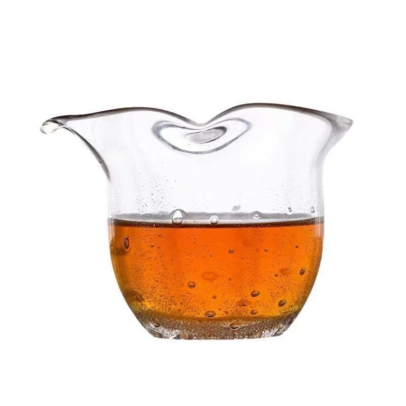 Set de ceai din sticlă cristal, lucrat manual, textură cu bule, ceașcă de distribuție echilibrată a ceaiului, recipient unic pentru ceai, sticlă rezistentă la căldură, tavă de ceai fără mâner