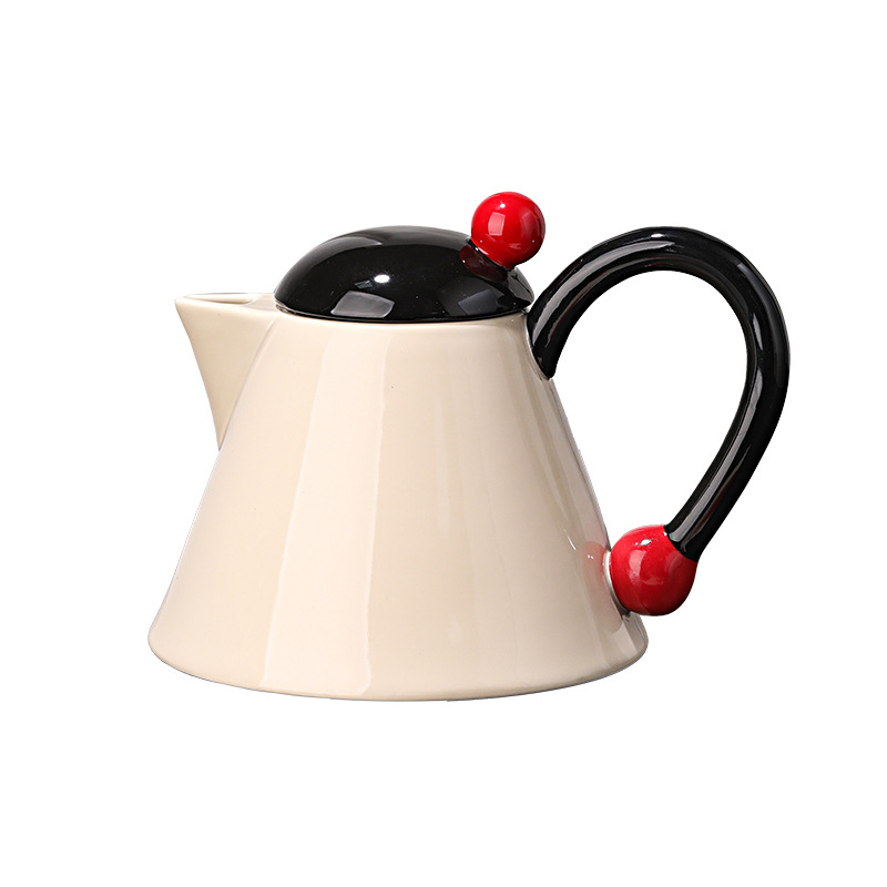 Set ceramic pentru ceai în stil crem, cu ceainic floral, rezistent la temperaturi înalte, cutie cadou