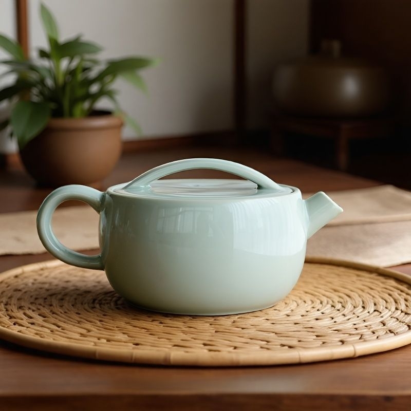 Ceainic Gongfu din ceramică, mic ceainic pentru uz casnic, cu mâner, de înaltă calitate, personalizabil