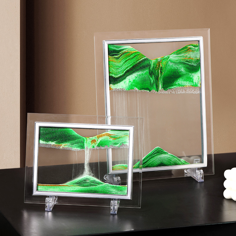 Pictură cu nisip lichid și clepsidră – decor pentru birou, ornament pentru sufragerie, cadou de ziua de naștere.