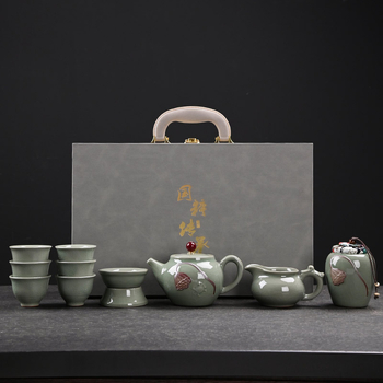 Ge Kiln porțelan Kung Fu set de ceai, 12 piese, cutie cadou, pentru uz casnic, de înaltă clasă, personalizabil