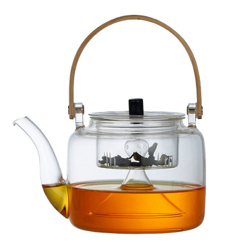 Ceainic cu mâner de bambus, sticlă borosilicat, pentru fierbere pe foc deschis, infuzie de ceai cu flori, uz casnic