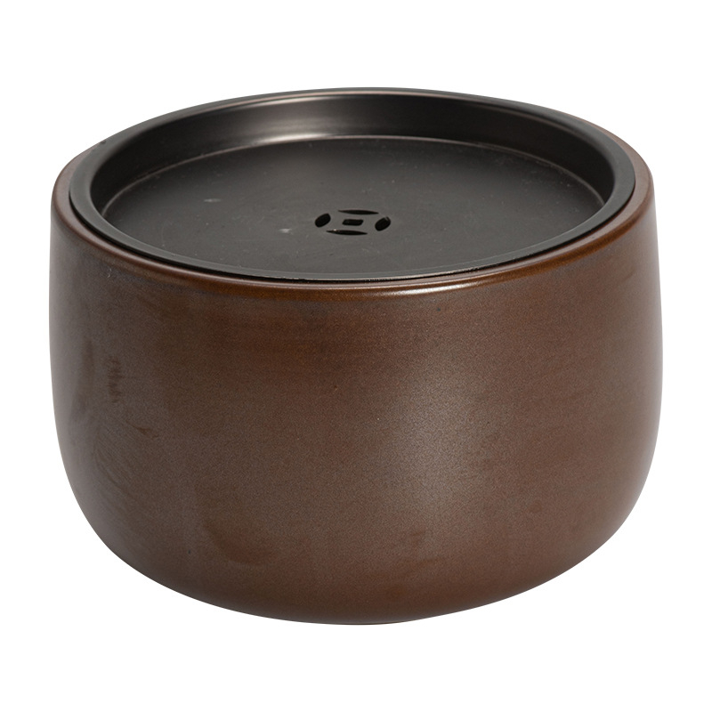 Vas ceramic pentru spălarea ceaiului, cu capac și filtru