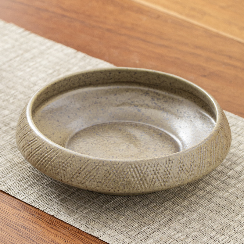 Set de ceai din ceramică brută cu capac: borcan pentru zaț de ceai, ceașcă de ceai, bazin de apă, vas vintage pentru spălat pensule, găleată pentru apă uzată