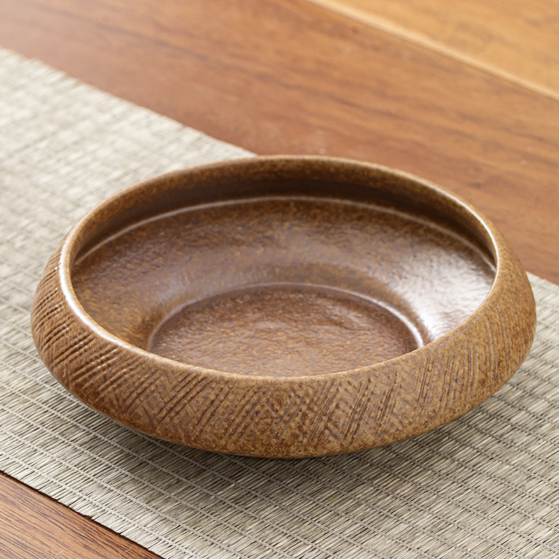 Set de ceai din ceramică brută cu capac: borcan pentru zaț de ceai, ceașcă de ceai, bazin de apă, vas vintage pentru spălat pensule, găleată pentru apă uzată