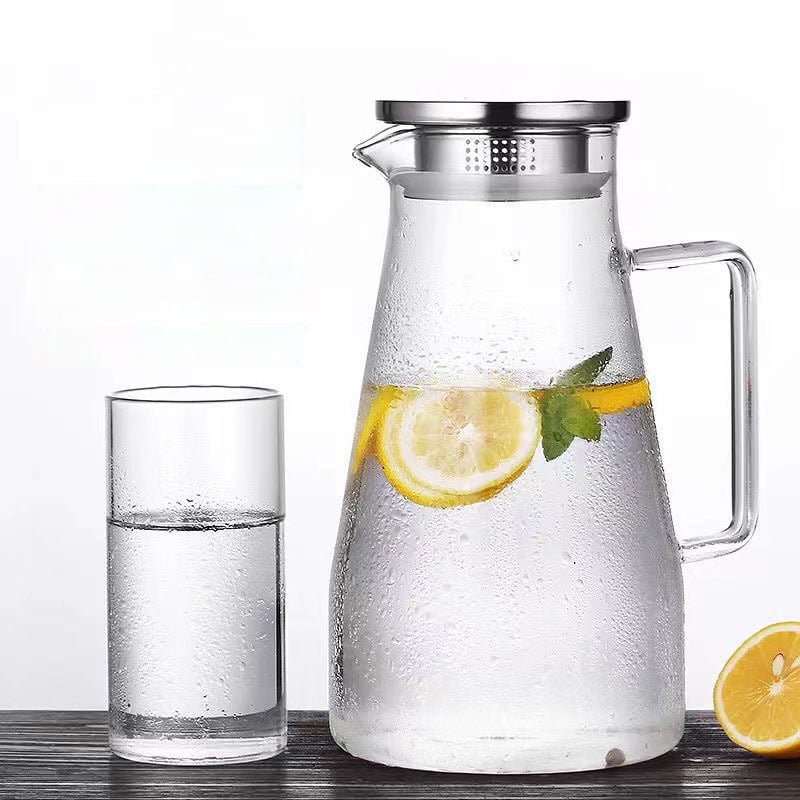 Sticlă transparentă pentru apă rece – set ceai cu flori, capacitate mare, model glaciar