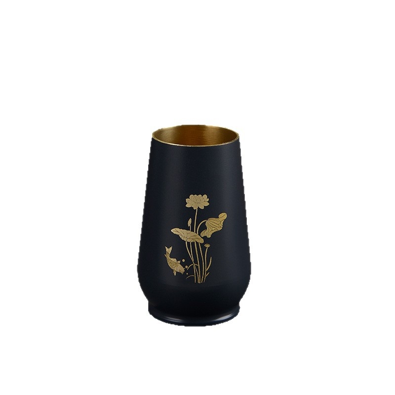Accesorii Gongfu pentru ceremonia ceaiului – bază pentru tubul de ceai din cupru, Zen japonez gravat