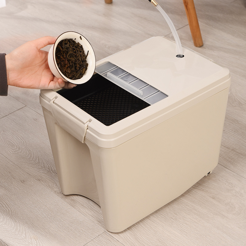 Recipient pătrat din plastic pentru ceai, cu capac și filtru pentru resturi de ceai, uz casnic, drenaj