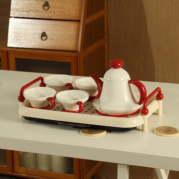 Set ceramic de ceai cu ceainic și căni, cadou pentru nuntă și logodnă, ceai de după-amiază acasă, suvenir de inaugurare a locuinței