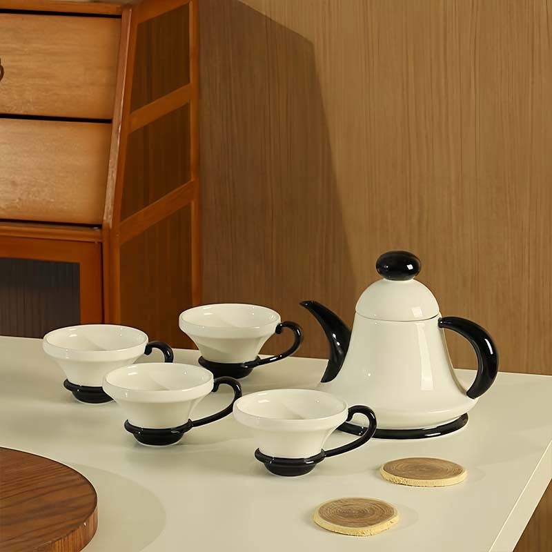 Set ceramic de ceai cu ceainic și căni, cadou pentru nuntă și logodnă, ceai de după-amiază acasă, suvenir de inaugurare a locuinței