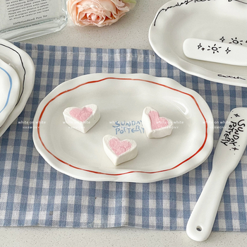 Farfurie ceramică neregulată – stil INS creativ, farfurie de ceai de înaltă calitate pentru prăjituri, deserturi și mic dejun