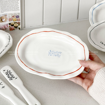 Farfurie ceramică neregulată – stil INS creativ, farfurie de ceai de înaltă calitate pentru prăjituri, deserturi și mic dejun