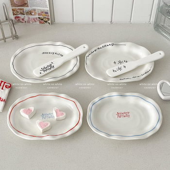 Farfurie ceramică neregulată – stil INS creativ, farfurie de ceai de înaltă calitate pentru prăjituri, deserturi și mic dejun