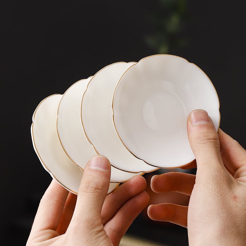 Suport ceramic pentru ceașcă de ceai alb cu farfurioară, covoraș termic izolat pentru ceai, mică paletă de acuarele