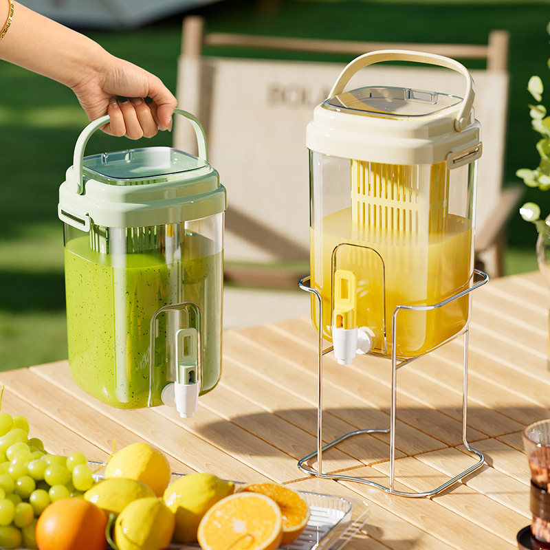 Sticlă de plastic PP pentru apă rece, cu robinet și borcan pentru ceai de fructe, model glaciar, design modern minimalist pentru casă și picnic în aer liber