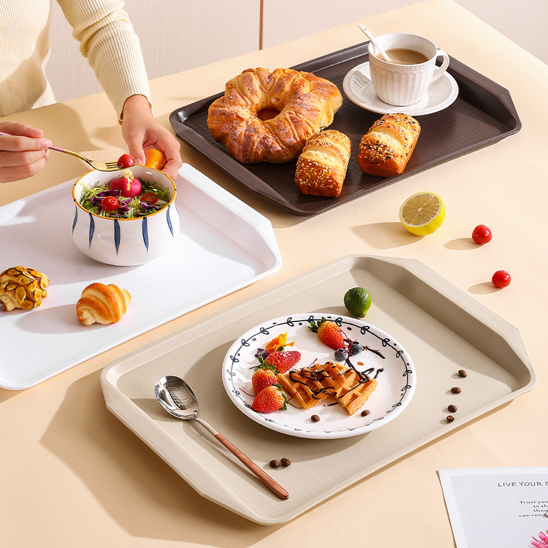Tava de servire dreptunghiulară din plastic îngroșat pentru restaurante și hoteluri