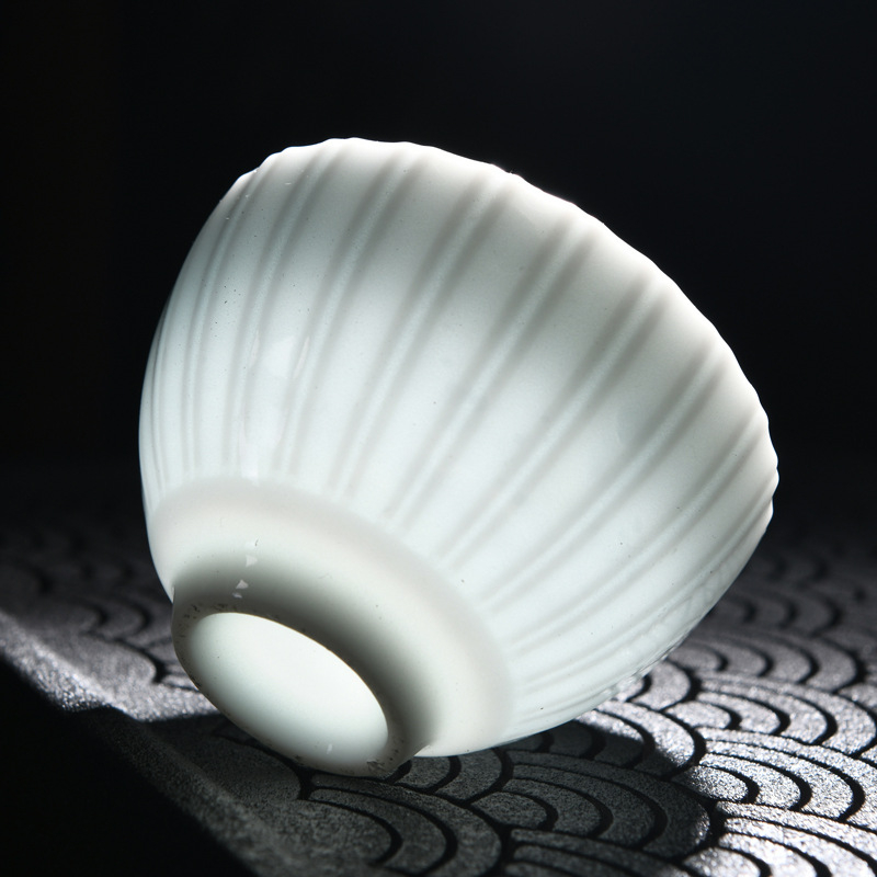 Ceașcă Gongfu pentru ceai – ceașcă ceramică individuală, set de ceai ceramic cu relief celadon, dimensiune mare