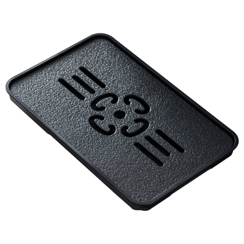 Tavă Gongfu pentru ceai cu set, platformă pentru infuzare uscată, piatră imitație negru-auriu, masă de ceai compactă pentru casă cu tavă de drenaj