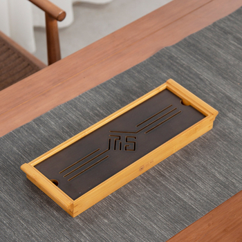 Tavă de ceai din bambus pentru uz casnic, cu drenaj și stocare a apei, design minimalist de uscare