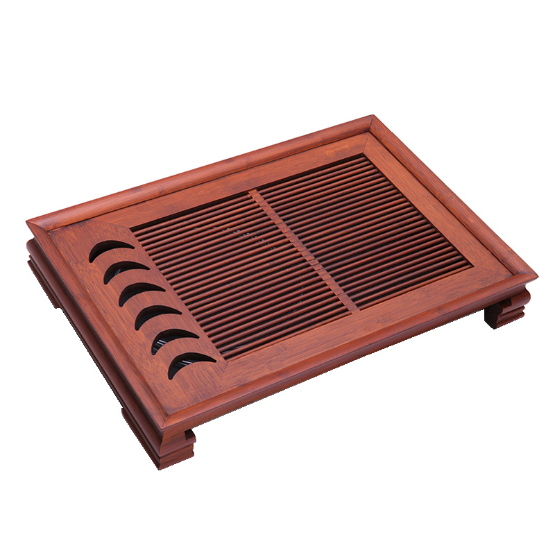 Tavă de ceai din bambus pentru uz casnic, cu drenaj și stocare a apei, design minimalist de uscare