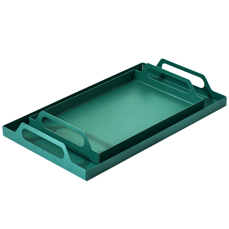 Tavă de ceai din fier forjat, pătrată, cu drenaj, suport metalic pentru ceai și gustări, design modern minimalist pentru uz casnic
