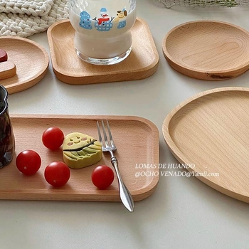Stil japonez, din beech wood: farfurie pentru desert, farfurie pentru tort, suport pentru ceașca de cafea, tavă de servire – rotundă și dreptunghiulară, potrivită pentru steak și grătar, ceai de după-amiază.