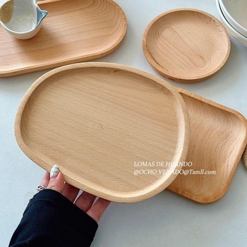 Stil japonez, din beech wood: farfurie pentru desert, farfurie pentru tort, suport pentru ceașca de cafea, tavă de servire – rotundă și dreptunghiulară, potrivită pentru steak și grătar, ceai de după-amiază.