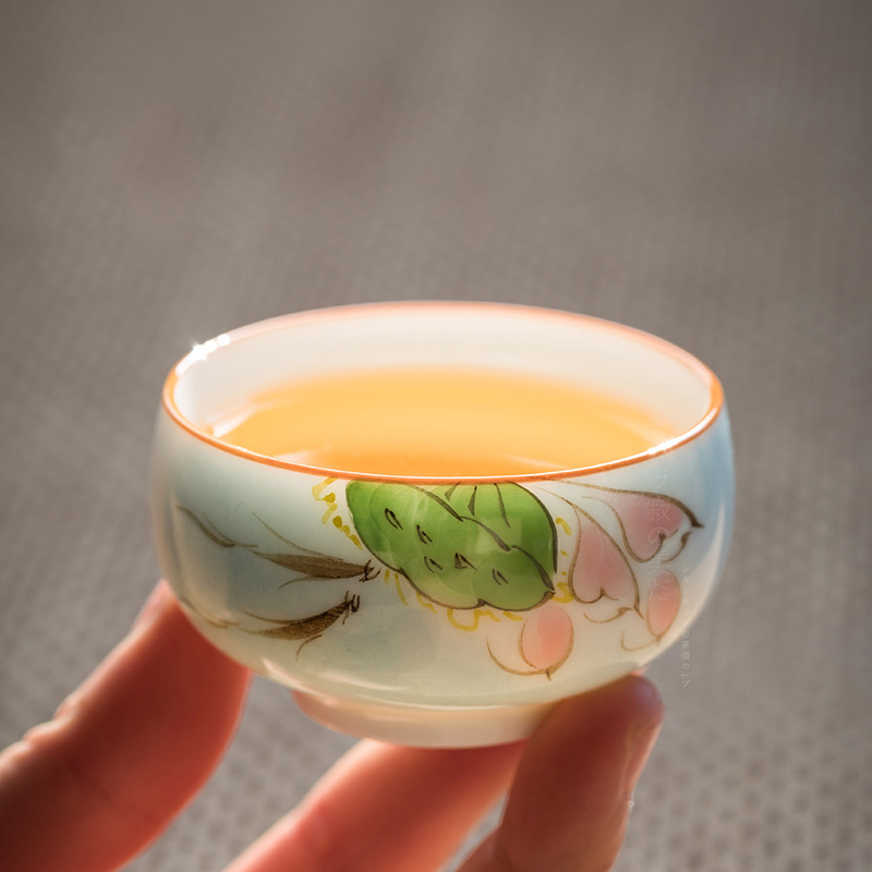 Ceașă Gongfu pentru ceai, ceașă din porțelan pentru porție unică, ceașă Zen pictată manual, ceașcă creativă pentru degustare de ceai