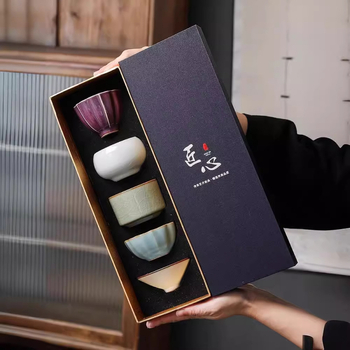 Set de ceai din porțelan în stil Song – cinci căni de ceramică faimoase, set Kung Fu tea, cutie cadou, pentru uz casnic