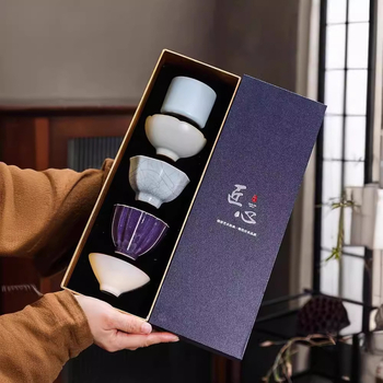 Set de ceai din porțelan în stil Song – cinci căni de ceramică faimoase, set Kung Fu tea, cutie cadou, pentru uz casnic
