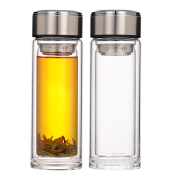 Pahar de ceai din sticlă borosilicat, cu pereți dubli, izolat, transparent, îngroșat, cadou pentru birou