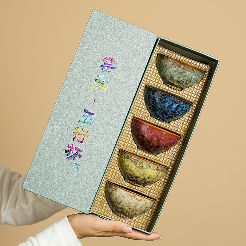 Set de ceai ceramic Gongfu în stil chinezesc, cești și boluri de ceai, lucrat manual pentru uz casnic