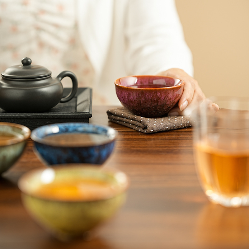 Set de ceai ceramic Gongfu în stil chinezesc, cești și boluri de ceai, lucrat manual pentru uz casnic